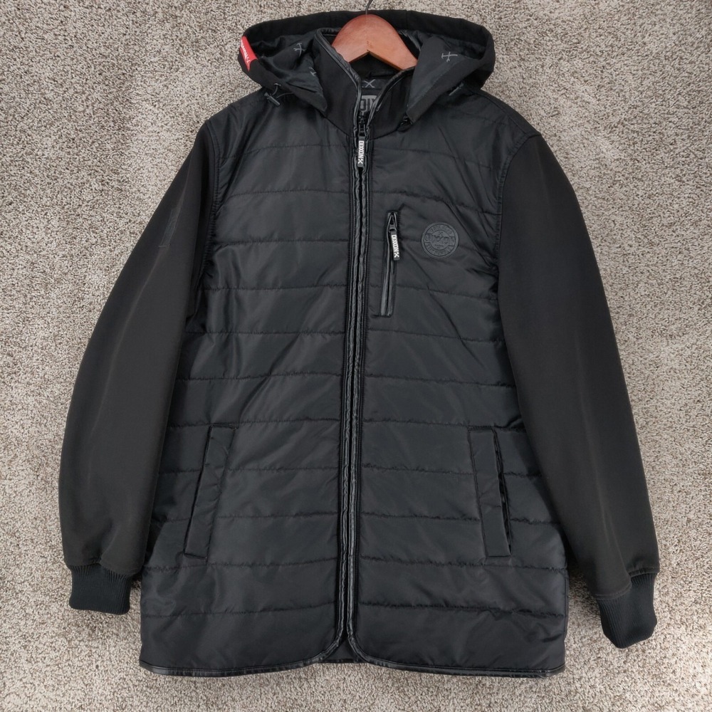 Dixxon The Resistor Jacket Mens Large L Black Puffer Full Zip Hoodie Hooded